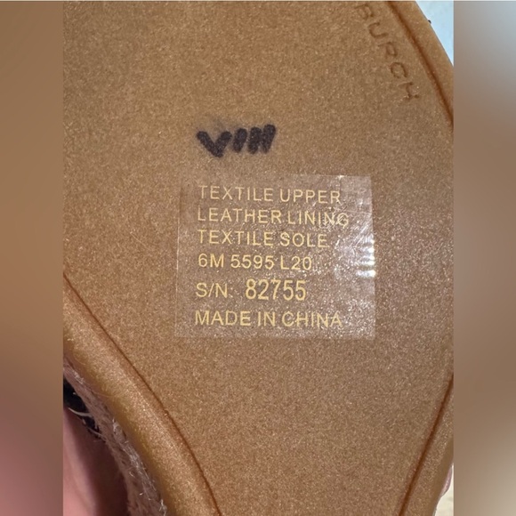 NEW Tory Burch Tory Ribbon Strappy 90mm Wedge Espadrille Sandal Navy & Tan Sz 6 - Picture 14 of 16